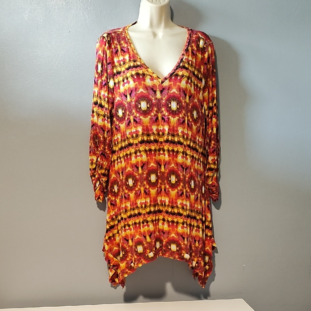 Grace Elements Vibrant Multicolor V-Neck Tunic - image 3